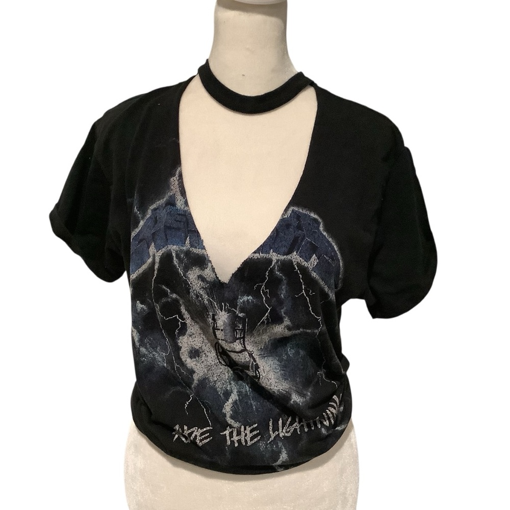 Women’s Metallica Black Thrasher Cut Rocker Goth Graphic Short Sleeve Tee